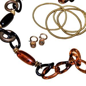 BoHo Amber Plastic Necklace/Bracelet Lot